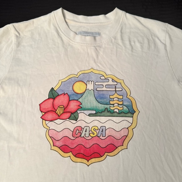 Casablanca Tennis Club Casa Mount Fiji Print T-Shirt Size Small Organic Cotton - Picture 1 of 7